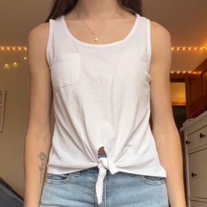 Rebellious One White Tie-Front Tank Top